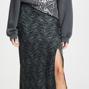 Anine Bing Dolly Silk Skirt in Green